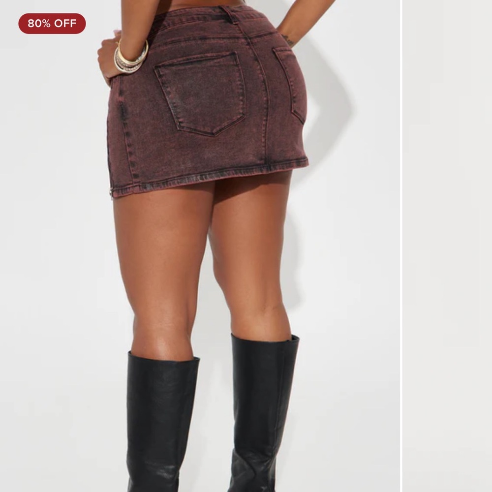 Get It Right Coated Mini Skirt - Burgundy - Picture 3 of 5
